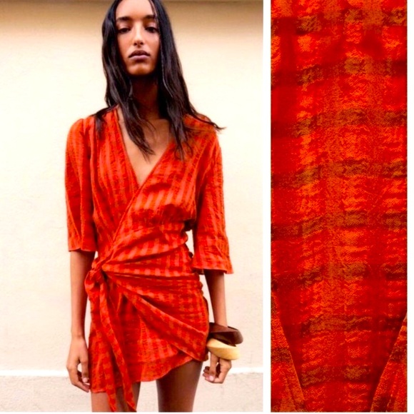 Zara Tops - Zara orange wrap Large